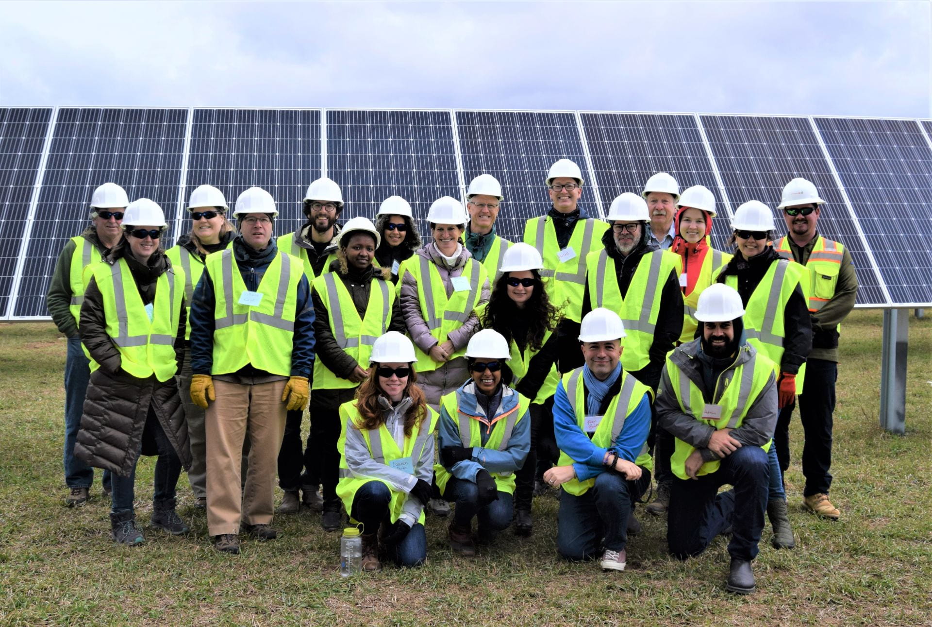 LandscapeU Students and Faculty in front of solar array in Franklin County Pa